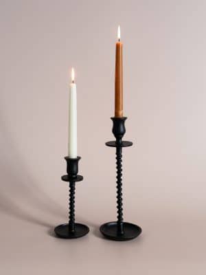Black Corkscrew Taper Candle Holder Small