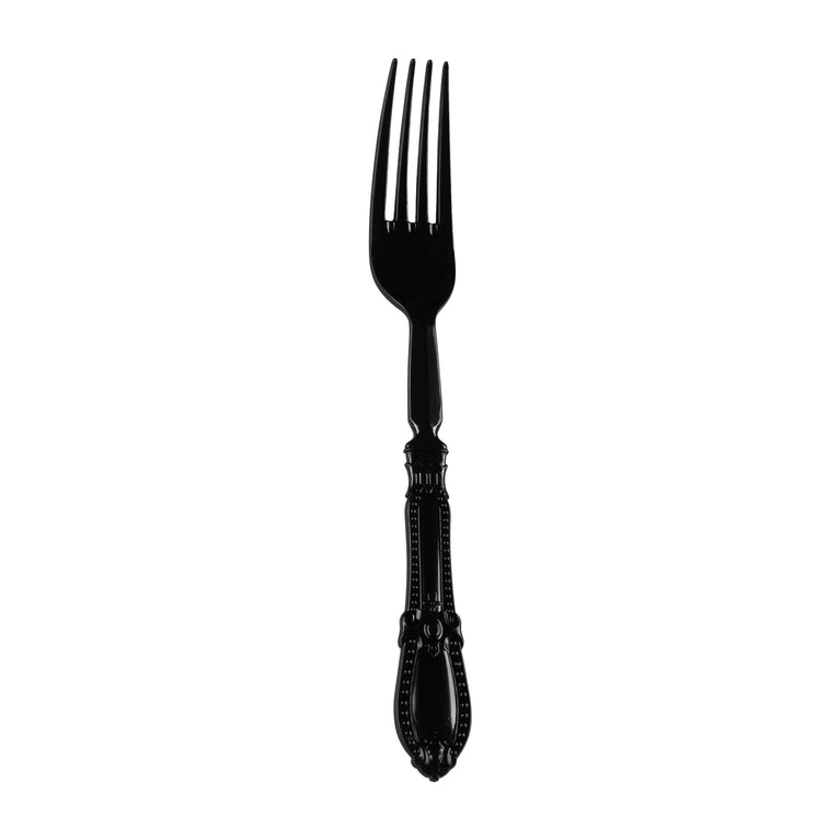 Black Baroque Disposable Plastic Dinner Forks