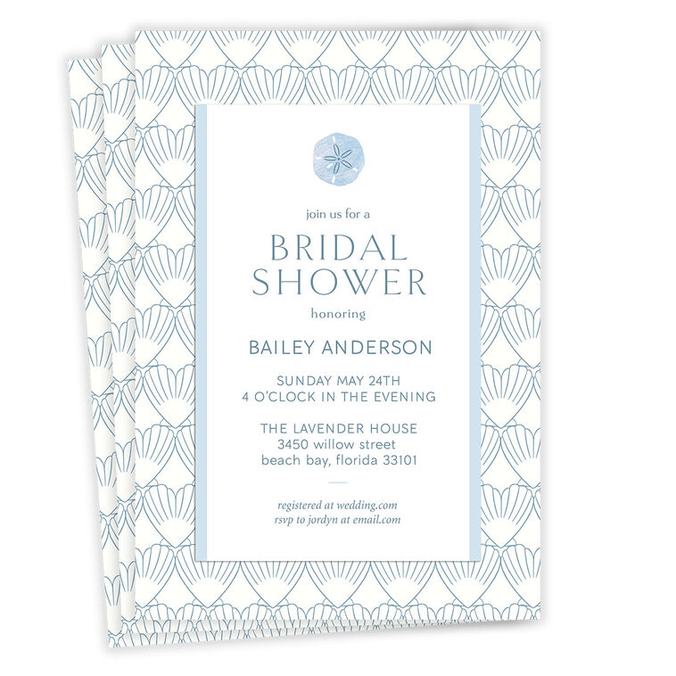 Elegant Shells Flat Bridal Shower Invitation