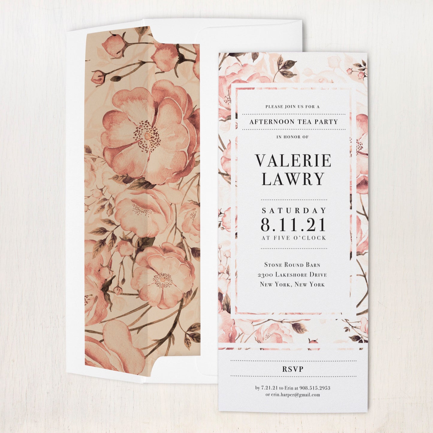 Blush Florals Tea Party Invitations