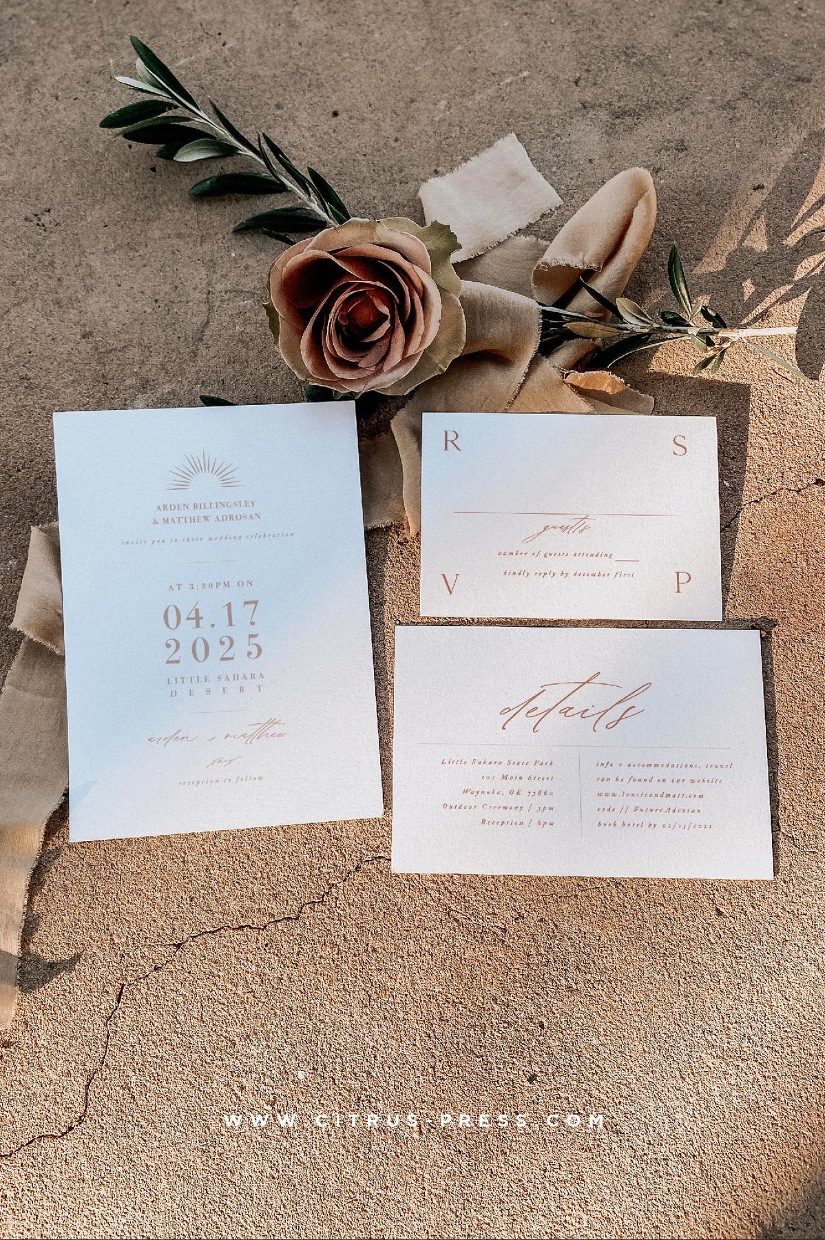 Earthy Boho Wedding RSVP Card | Arden