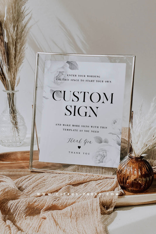 Minimal Botanical Custom Sign Wedding Reception Printable Template