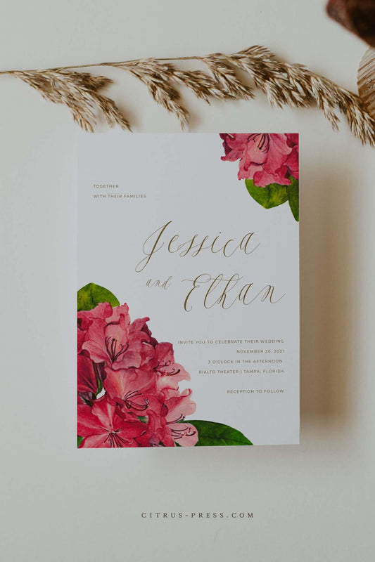 Bougainvillea Tropical Wedding Invitation | Printable Template | Instant Download