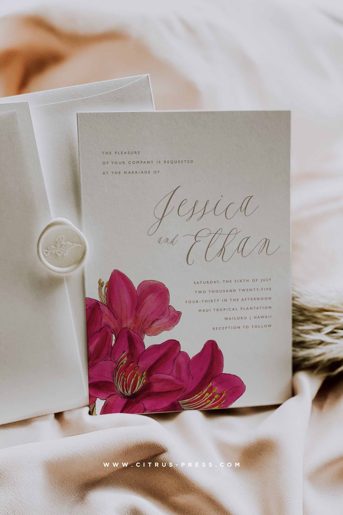Bougainvillea Tropical Wedding Invitation | Jessica