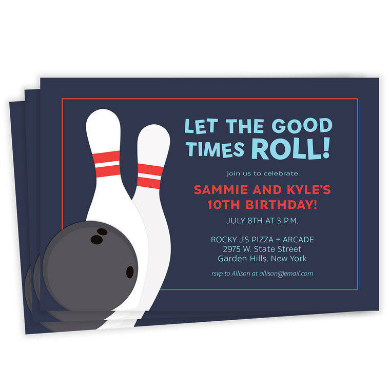 Let the Good Times Roll Bowling Party Invitation