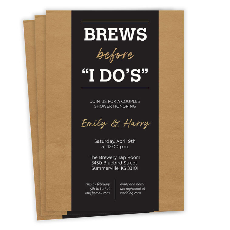 Brews Before "I Do's" Flat Wedding Shower Invitation