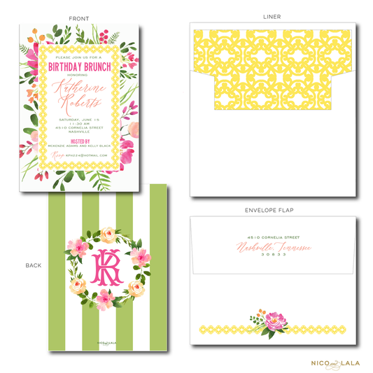 Bright Floral Wreath Invitations