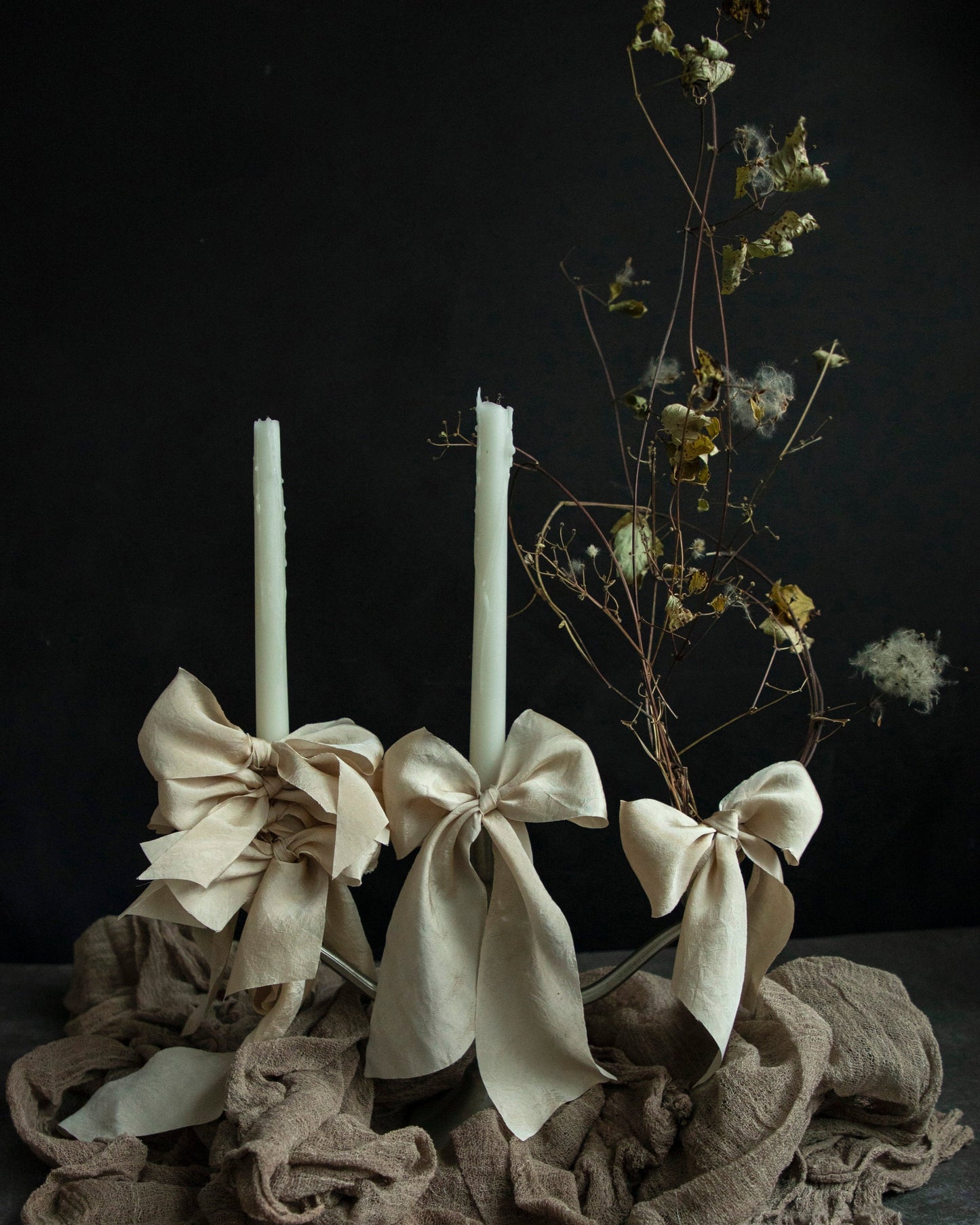 Buff Crinkle Taffeta Blend Silk Ribbon