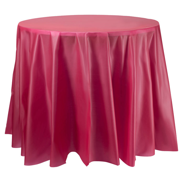 Burgundy Round Disposable Plastic Tablecloths (84")