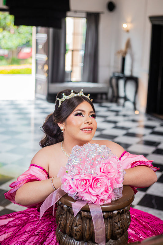 Ellee Real Quinceanera Adorned With Diana Simulated Diamond Tiara