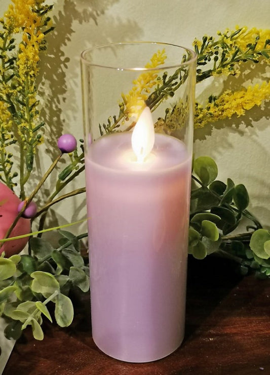 2x5 Pink Glass Timer Candle with Remote
