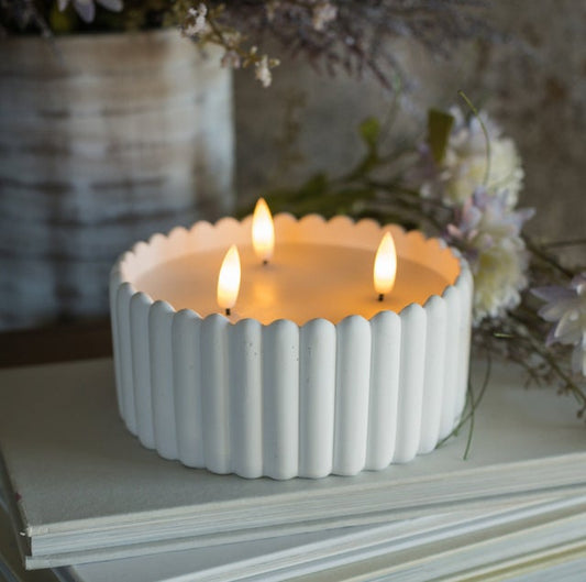 White Cement 3 Wick Timer Candle