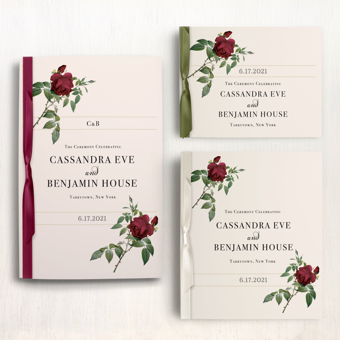 Ivory & Burgundy Ceremony Booklet