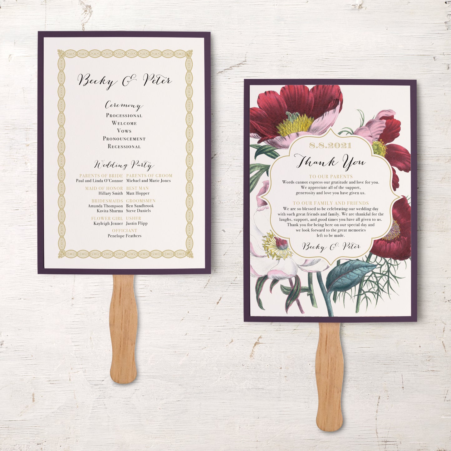 Floral Boho Ceremony Fans