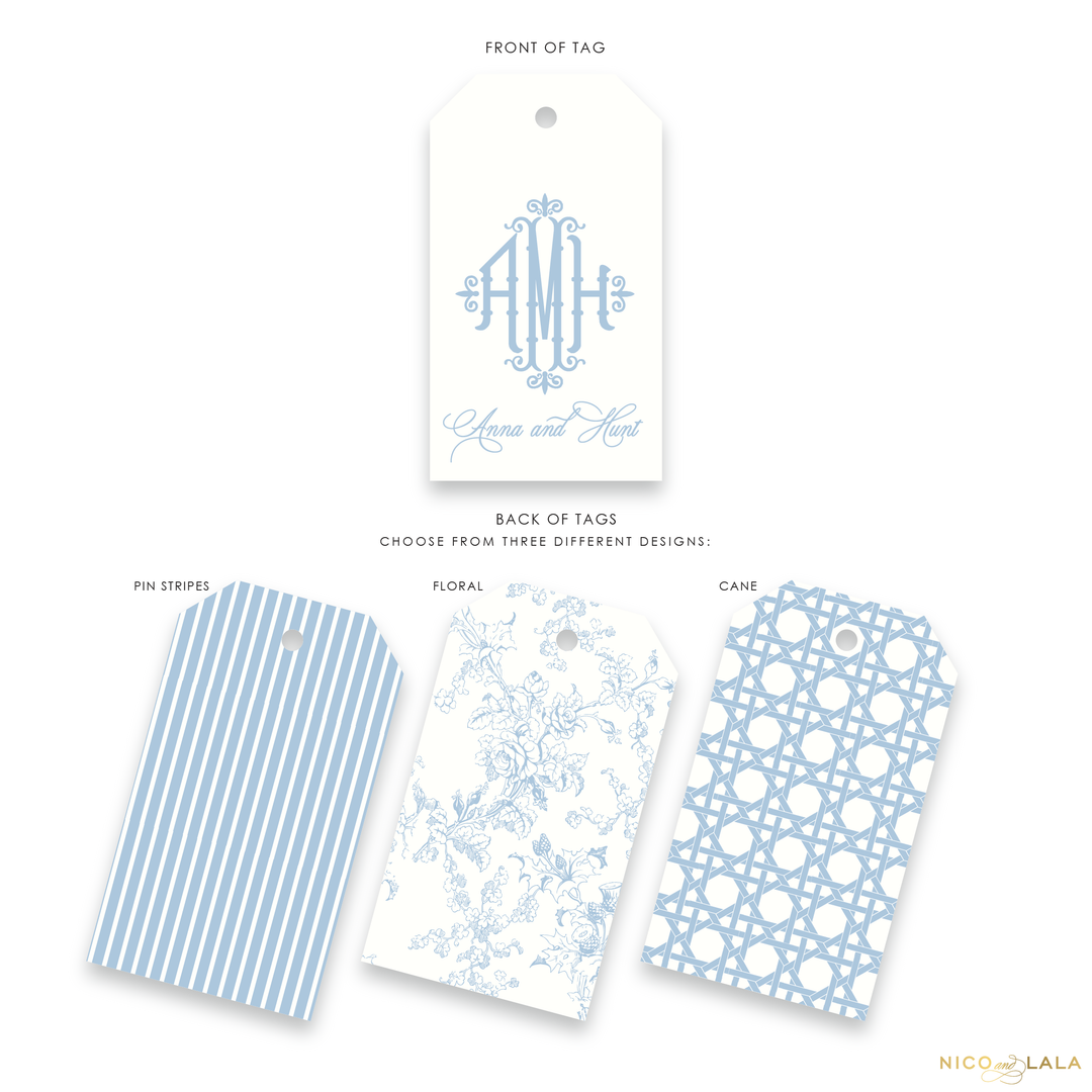 Charleston Monogram Gift Tags, Set Of 24