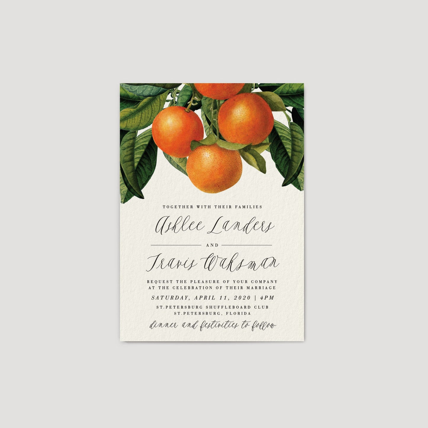 Vintage Oranges Fl Wedding Invitation | Ashlee