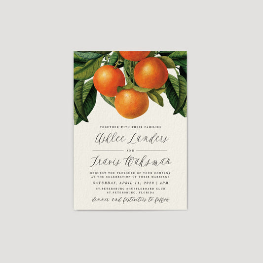 Vintage Oranges Fl Wedding Invitation | Ashlee