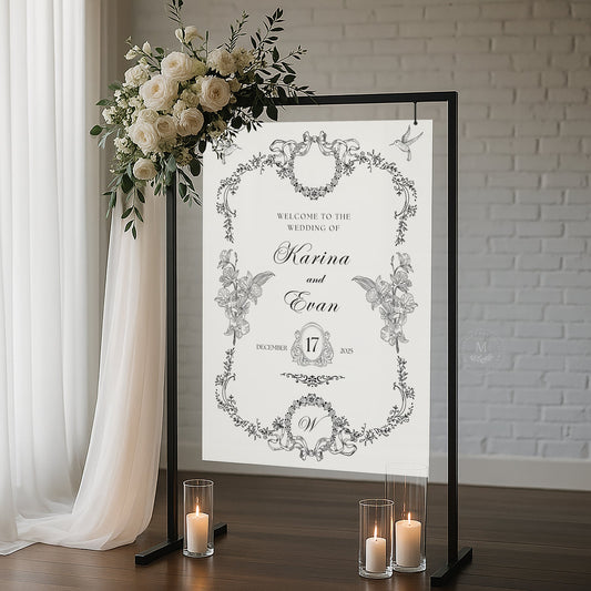 Classic Vintage Acrylic Wedding Welcome Sign