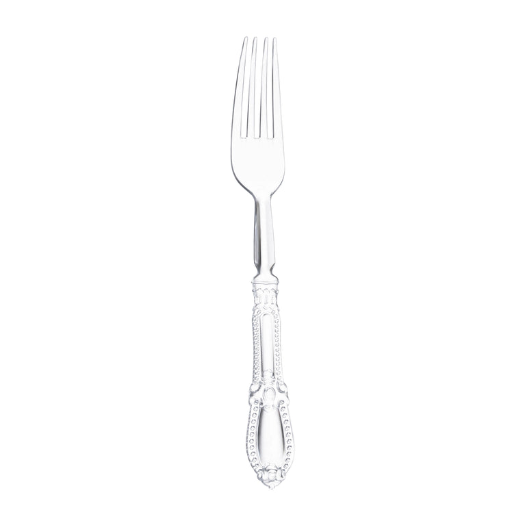 Clear Baroque Disposable Plastic Dinner Forks