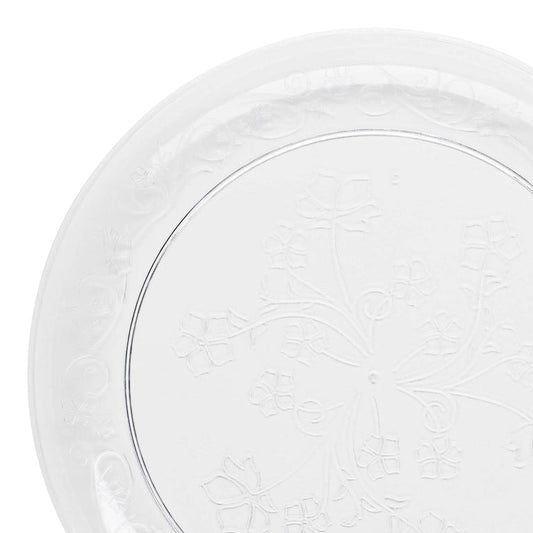 Clear Floral Round Disposable Plastic Appetizer/Salad Plates (7")