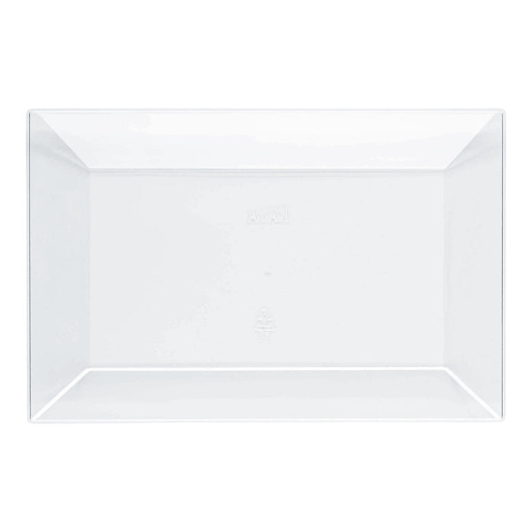 Clear Rectangular Plastic Dessert Plates (5.5" x 8.5")
