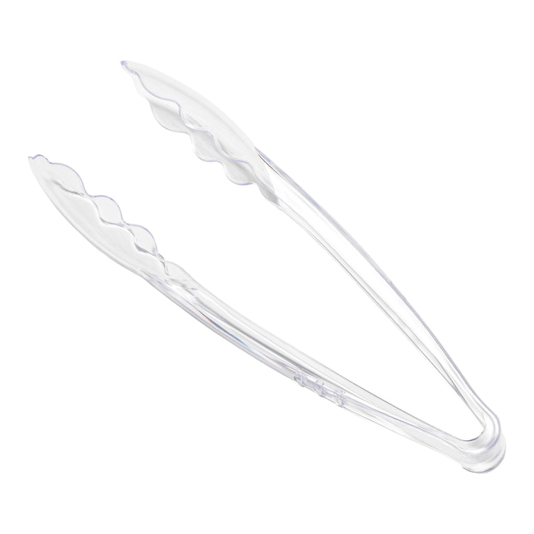 9" Clear Disposable Plastic Serving Tongs