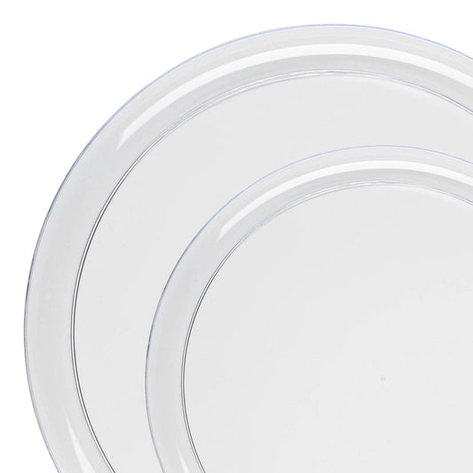 Clear Flat Round Disposable Plastic Dinnerware Value Set