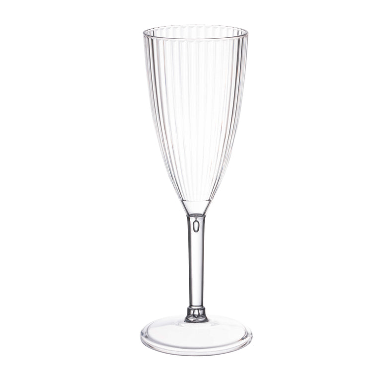 8 oz. Clear Stripe Round Disposable Plastic Champagne Flutes