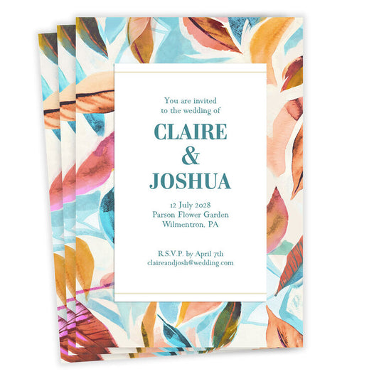 Vibrant Leaves Flat Wedding Invitation