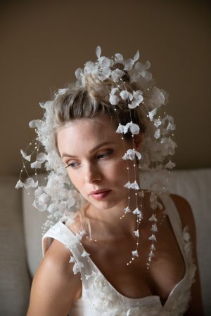 Snowfall Silk Organza Floral Hair Pin No. 2438
