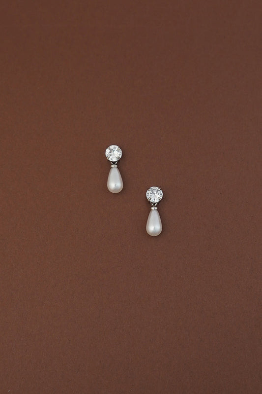 Demi Mini Simulated Diamond And Pearl Drop Earring