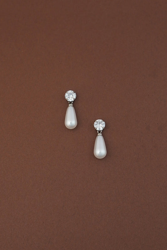 Demi Simulated Diamond And Pearl Drop Earrings