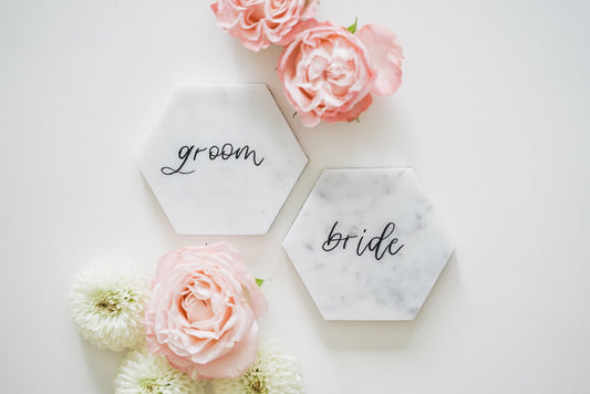 White Marble Tile Place Cards