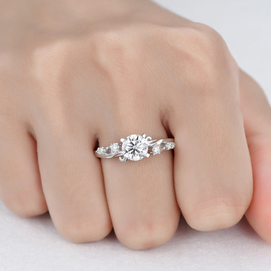 1.2 Carat White Gold Moissanite Engagement Ring Moissanite Wedding Band