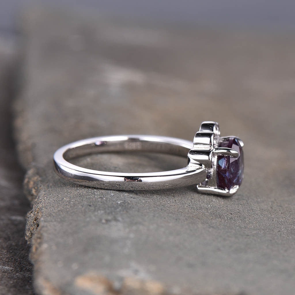 Floral Alexandrite And Dianond Engagement Ring Five Stones