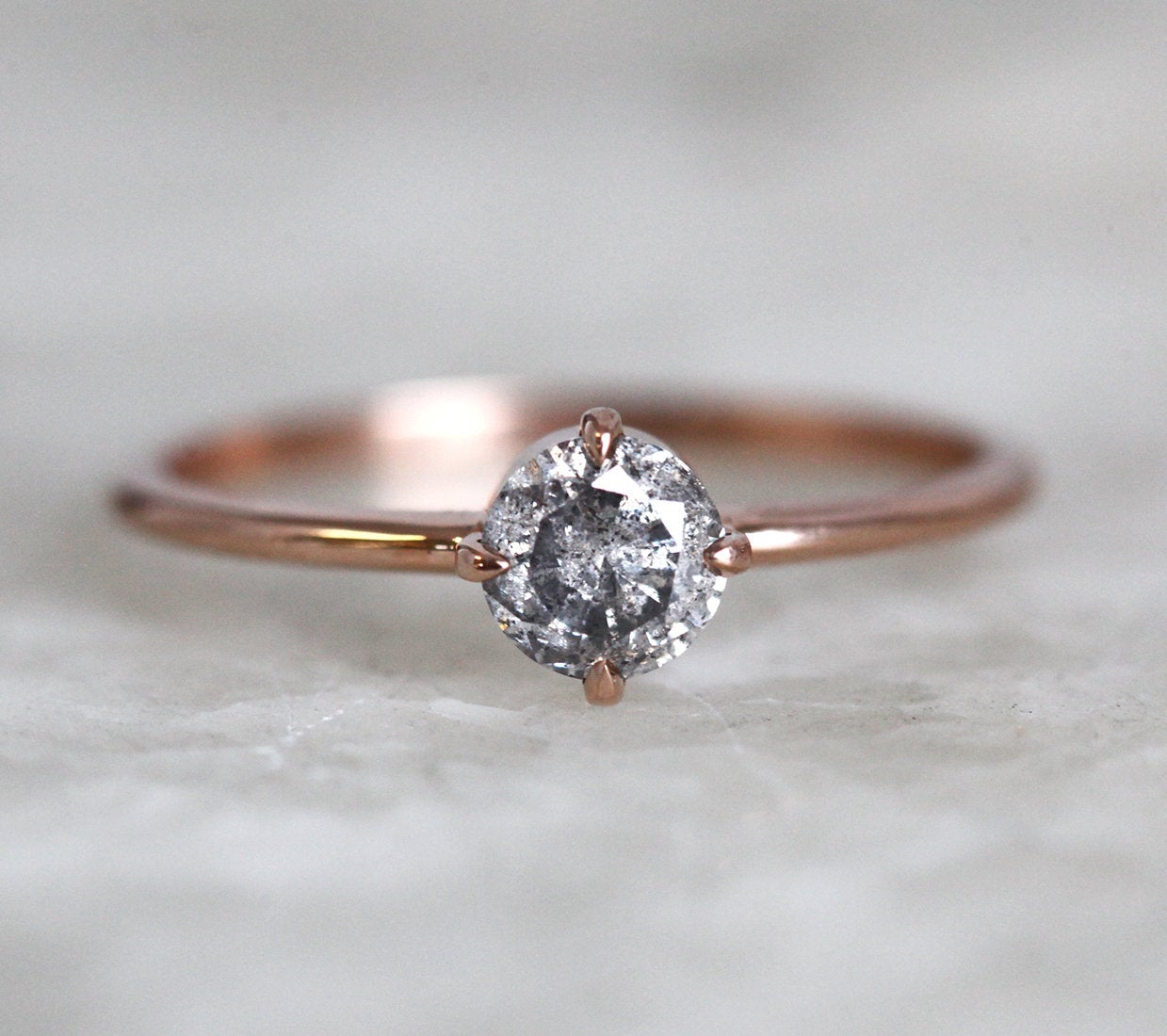 Danielle Round Salt & Pepper Diamond Ring