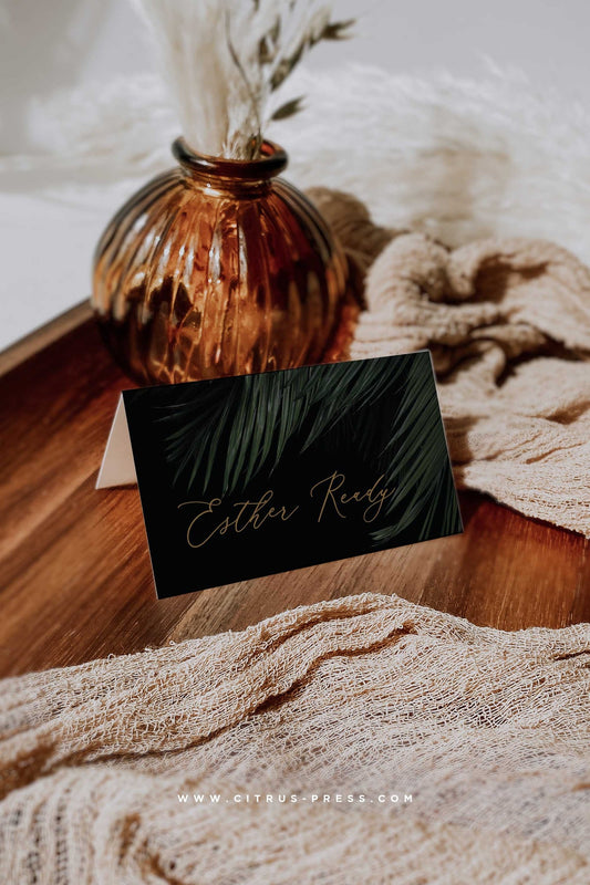 Dark Moody Tropical Place Cards | Astrid