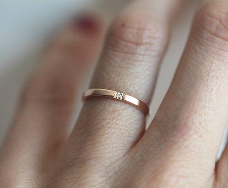 Diamond Band, 14K Rose Gold Ring