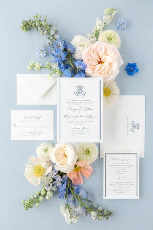 Cindy | Wedding Invitation with RSVP + Details Card