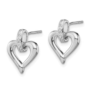 1Open Heart Diamond Accent Post Earrings in Sterling Silver