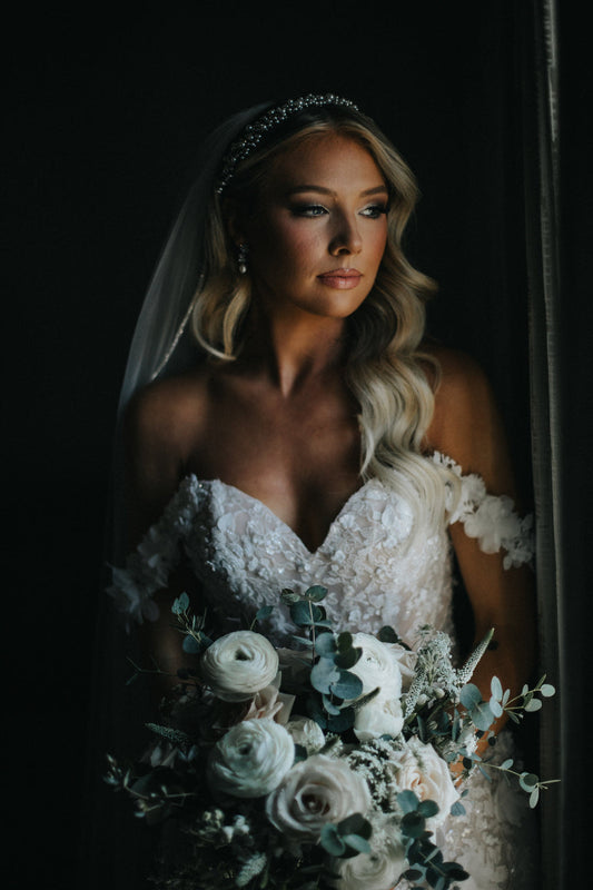 Ellee Bride Adorned With Marit-Pearls Swarovski Headpiece