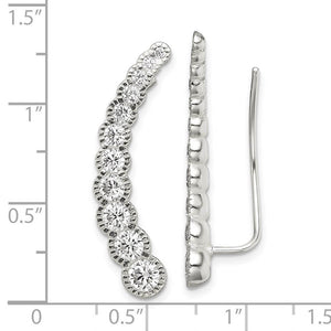 5 x 2(1 1/16 Inch) Sterling Silver Journey CZ Ear Climber Earrings