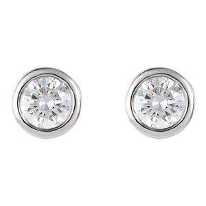 4.Platinum 1/2 CTW (G-H, I1) Bezel Set Diamond Stud Earrings