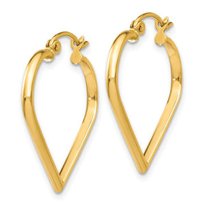 2mm, 14k Yellow Gold Heart Hoop Earrings