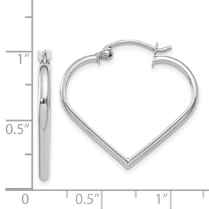 2mm, 14k White Gold Heart Hoop Earrings