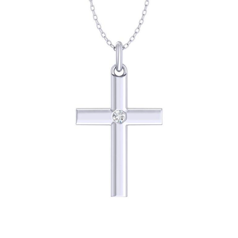 Lab Grown Accent Diamond Cross Necklace