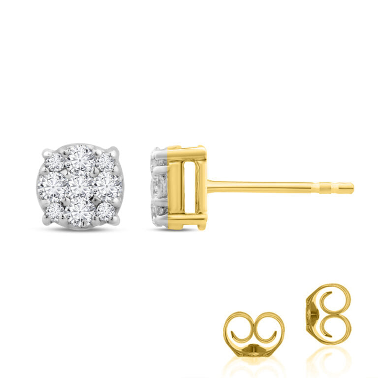 Magnificent Yellow Gold Lab Grown Stud Diamond Earrings