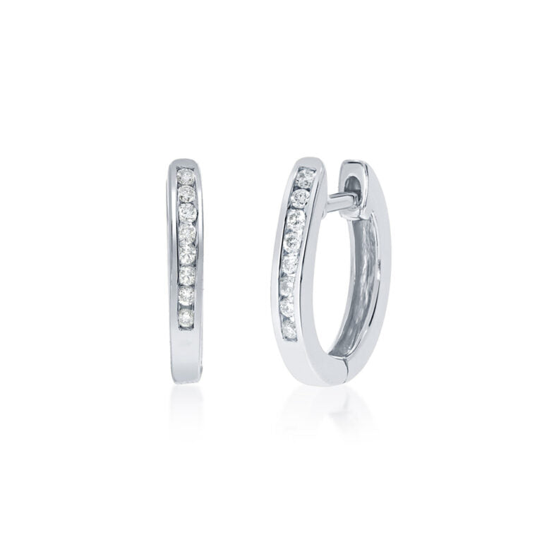 Dainty White Gold Lab Grown Diamond Huggie Earrings