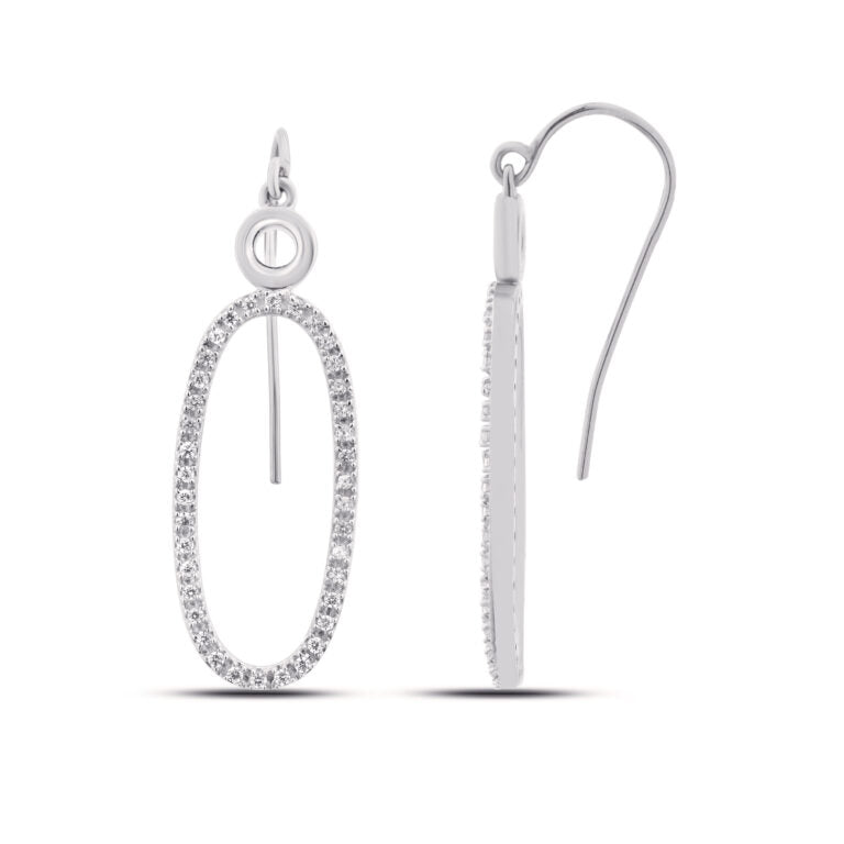 Lab Grown Oval Shape Dangling Diamond Earrings