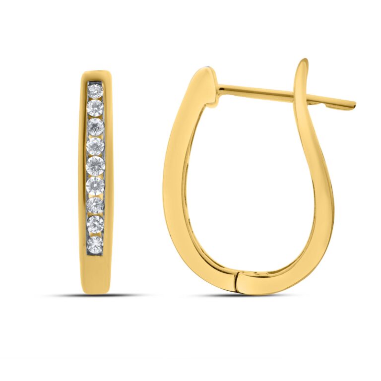 Lab Made Channel Set Diamond Huggie Earrings